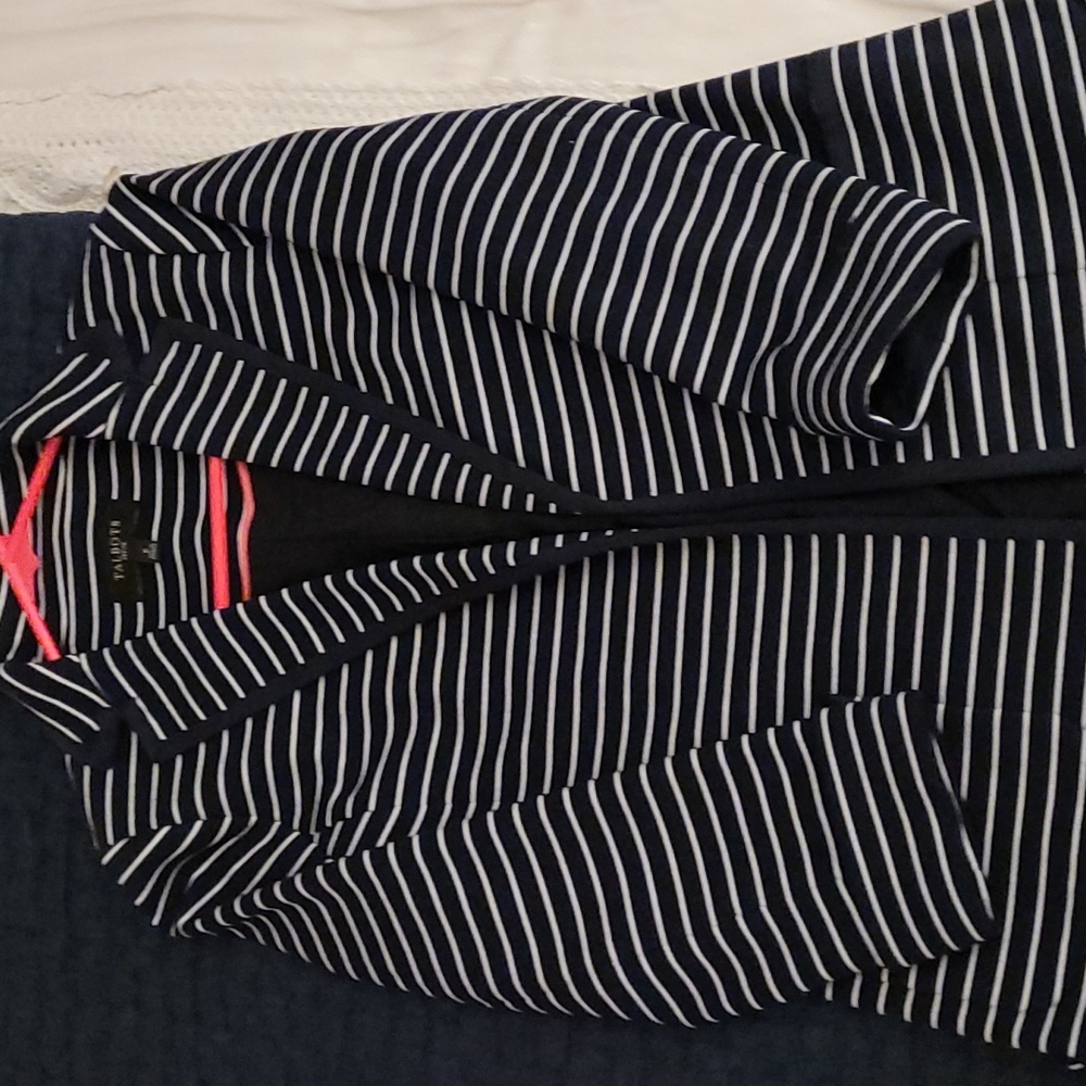 Talbots navy blue striped blazer
